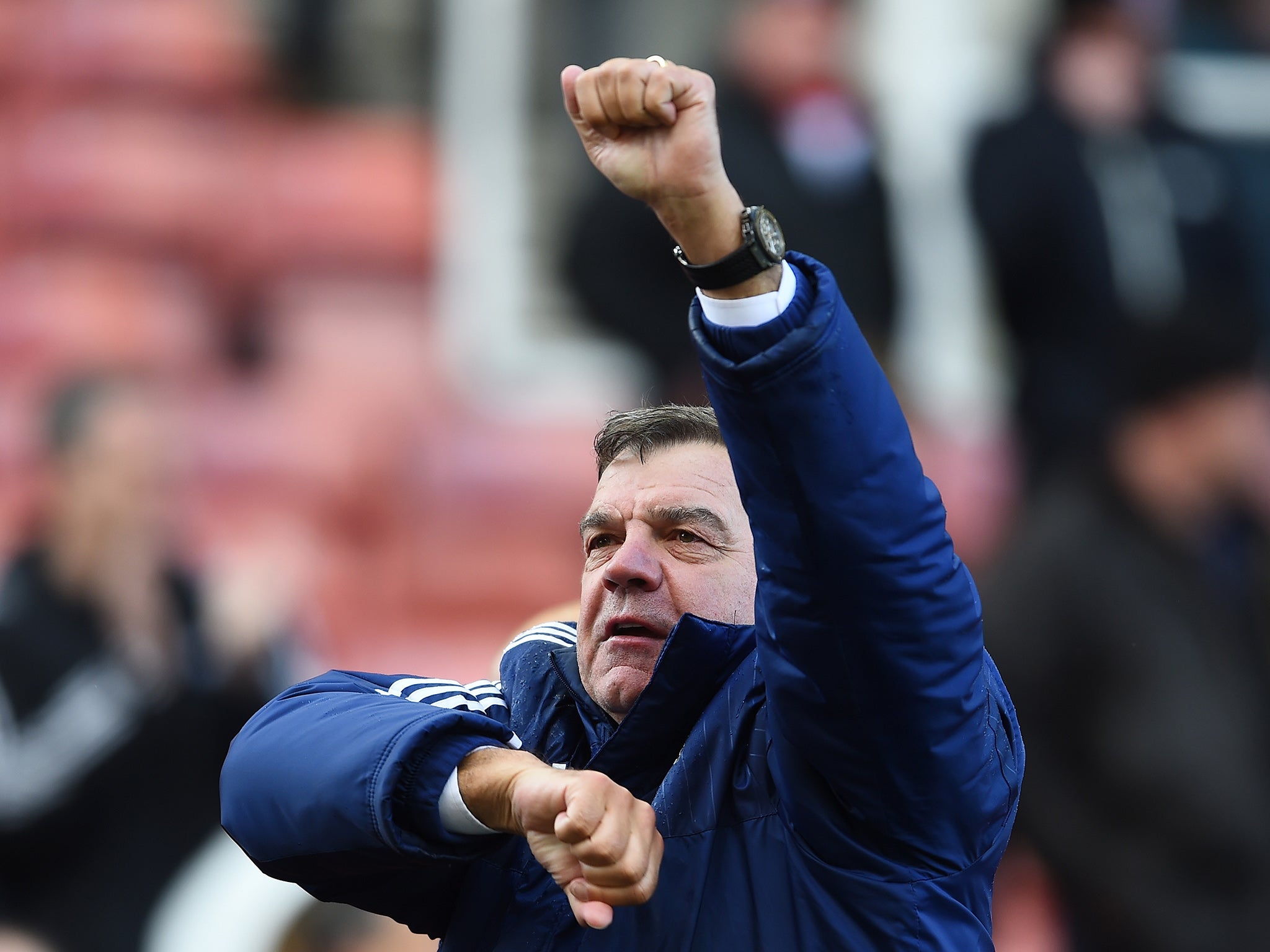 Sam Allardyce celebrates Sunderland's dramatic draw at Stoke