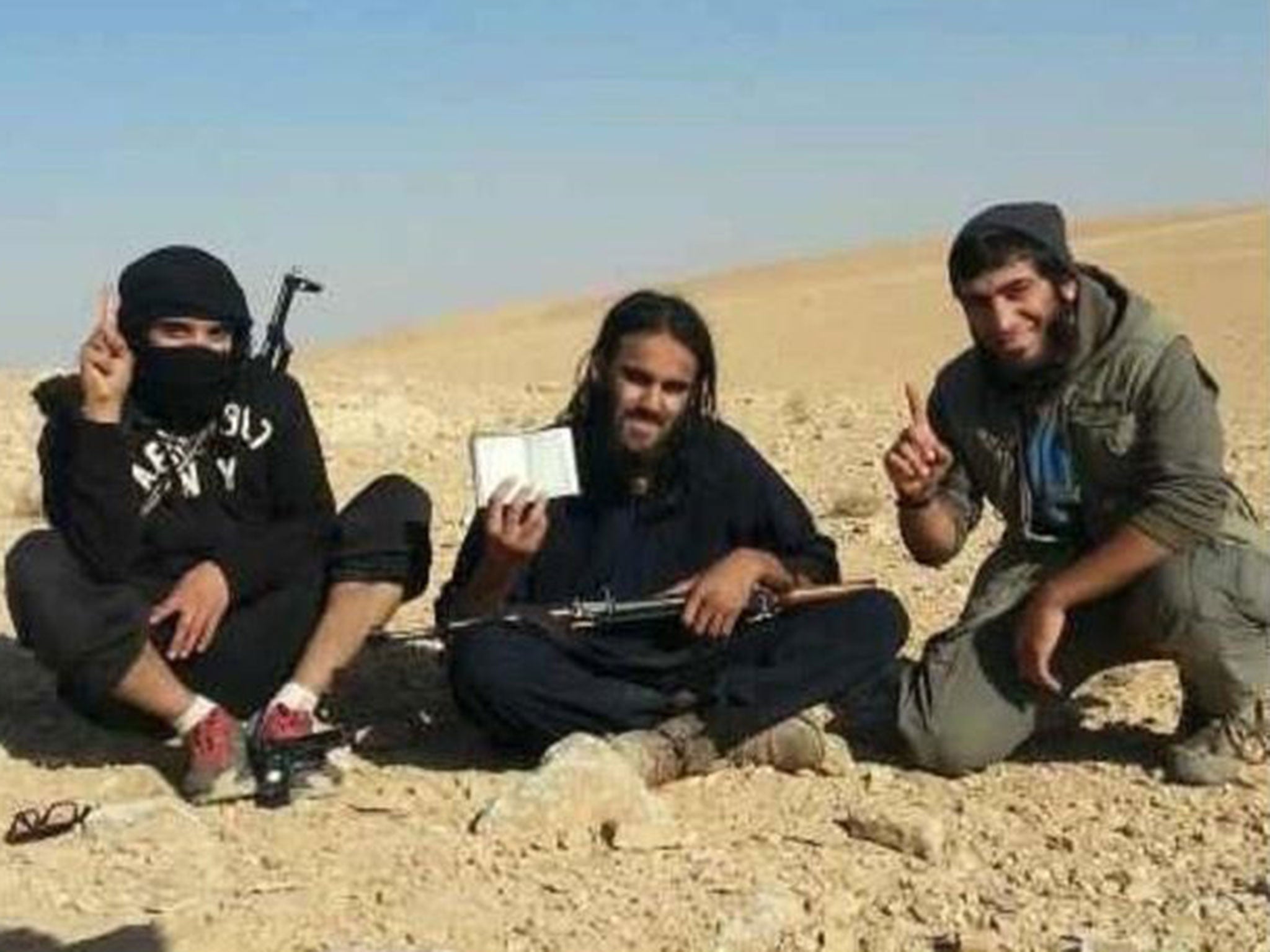 Raphael Hostey (centre), 23, left Manchester to join Isis in 2013 and became a key recruiter of British fighters and jihadi brides for the terror group