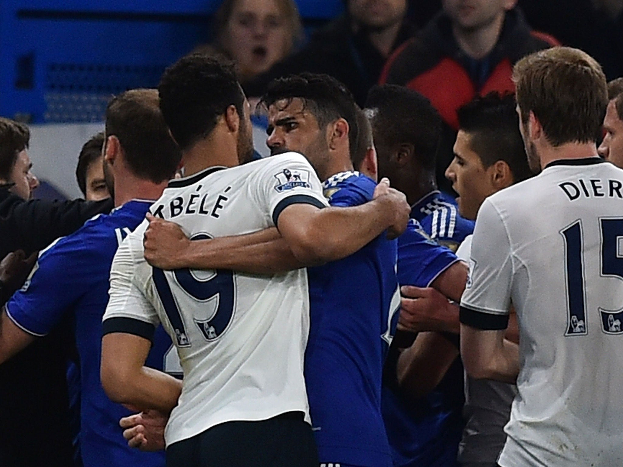 Mousa Dembele has been banned for six matches following an altercation with Chelsea forward Diego Costa at Stamford Bridge on Monday