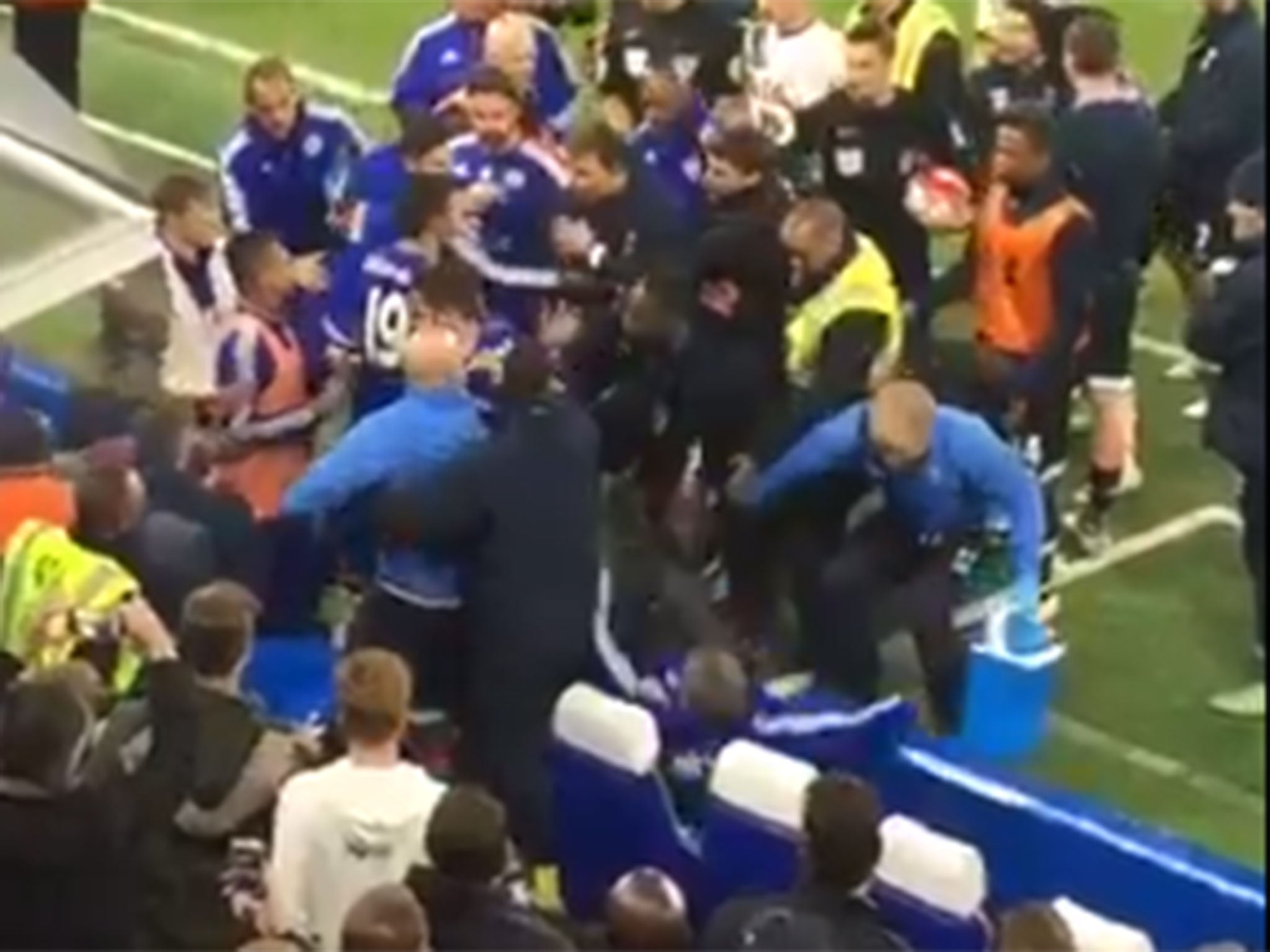 Guus Hiddink falls to the ground
