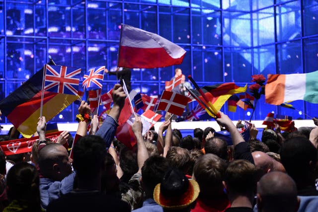 Eurovision supporters wave flags at the 2014 contest in Copenhagen