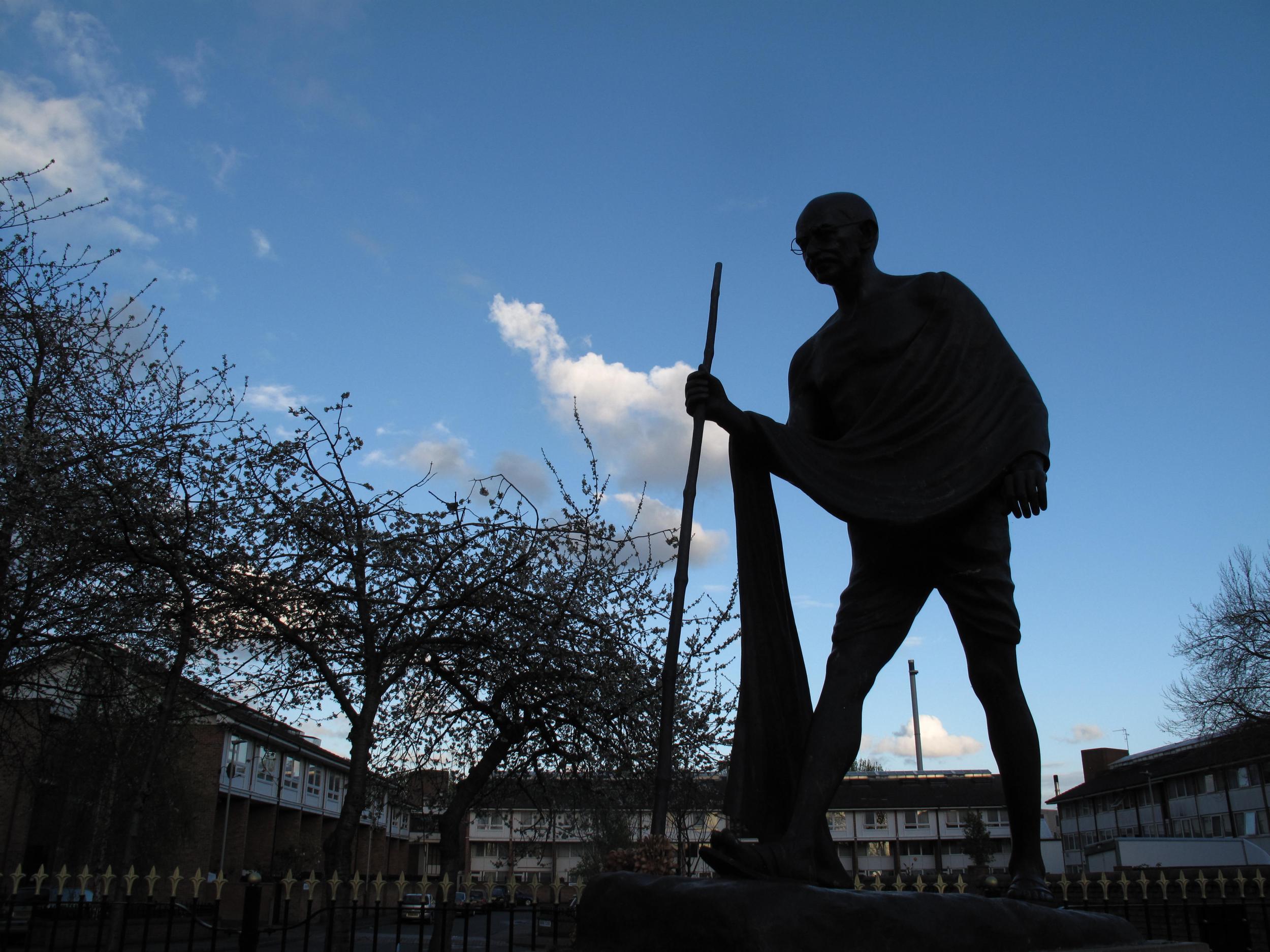Statue of Mahatma Gandhi in Belgrave Road, Leicester