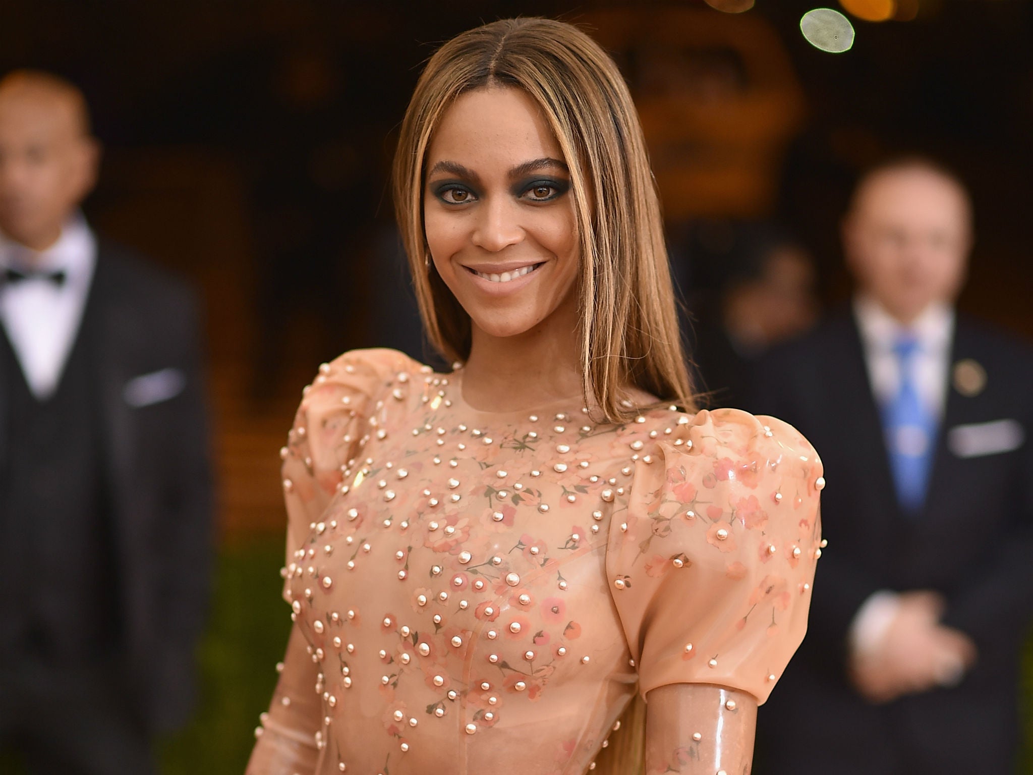 Beyoncé at the Met Gala, in a dress that some people pointed out looked like a piece of skin