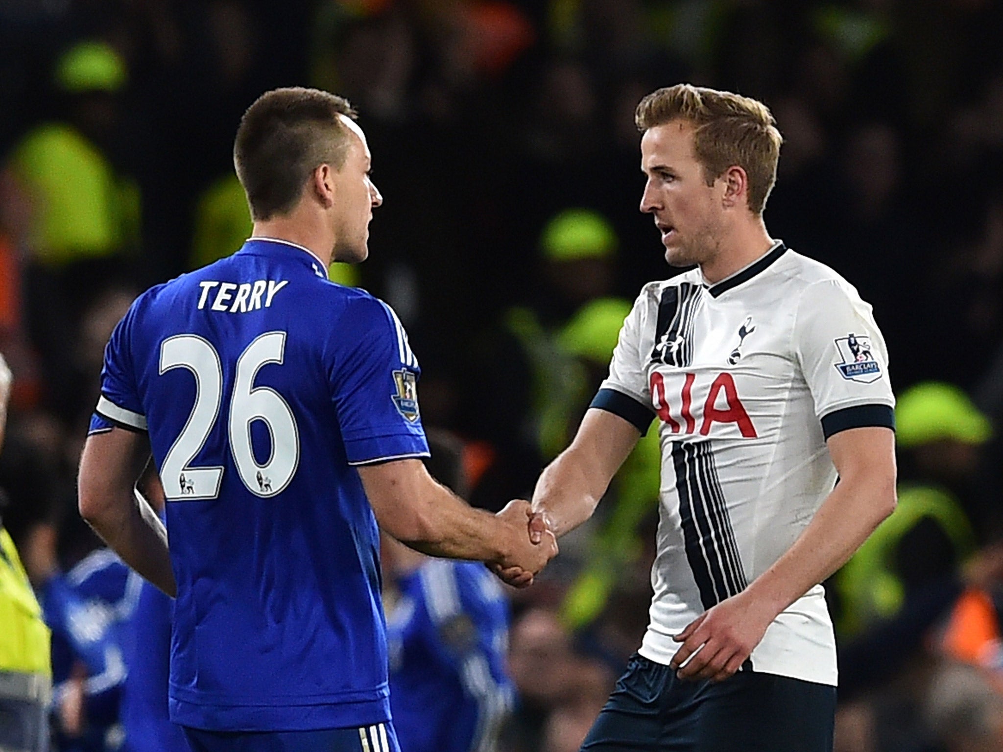 John Terry and Harry Kane shake hands after Chelsea's draw with Tottenham