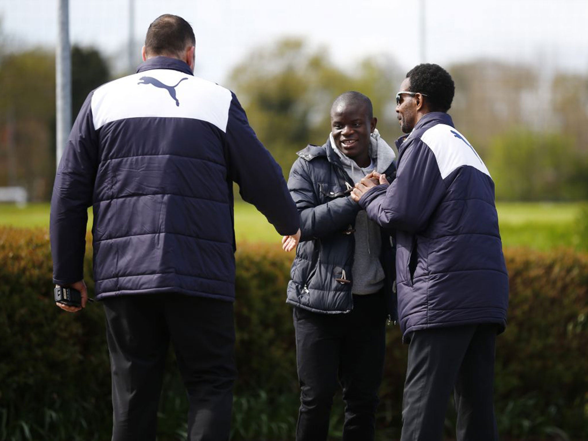 N'Golo Kante is congratulated