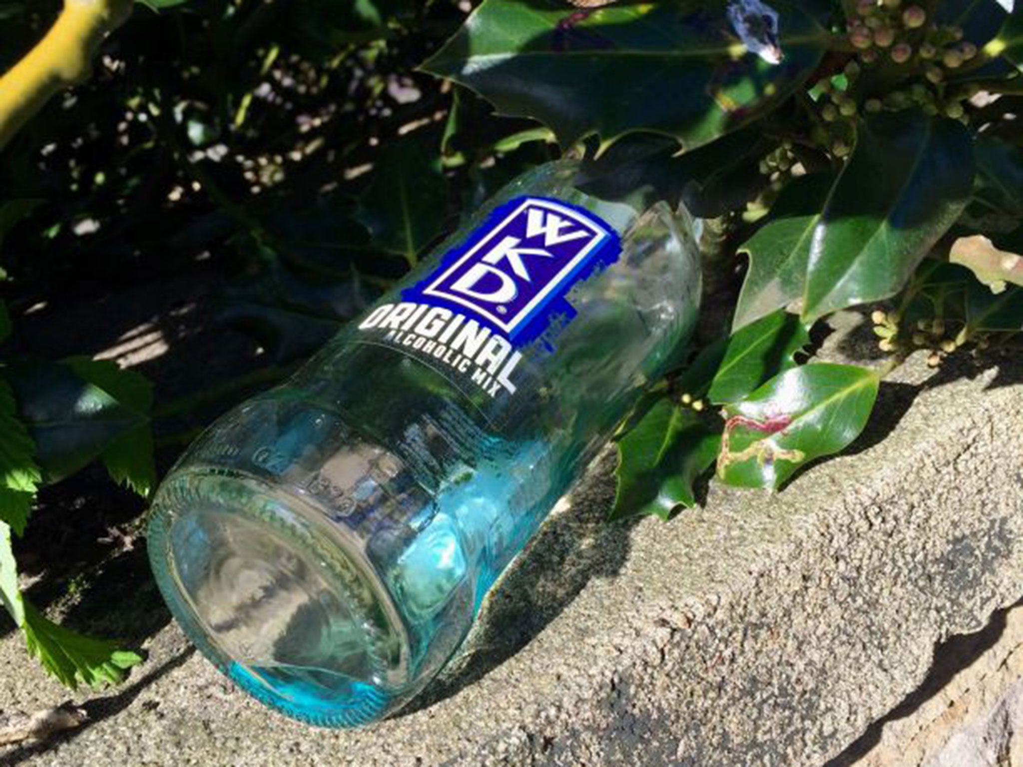 A bottle of WKD outside Vardy's house