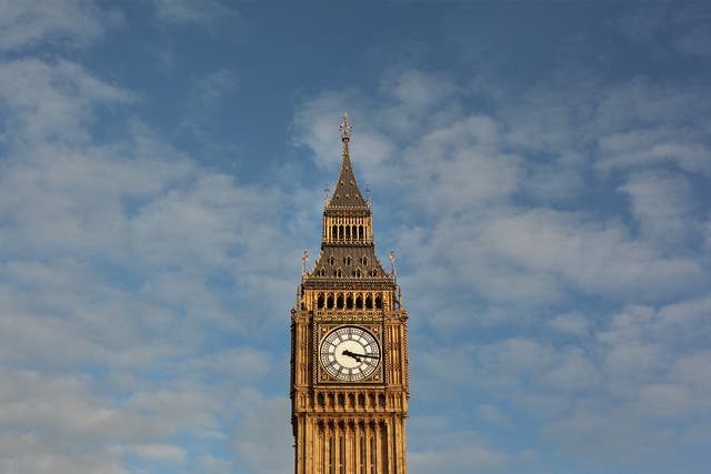 Big Ben is bathed in afternoon sunshine at Parliament on October 22, 2010 in London