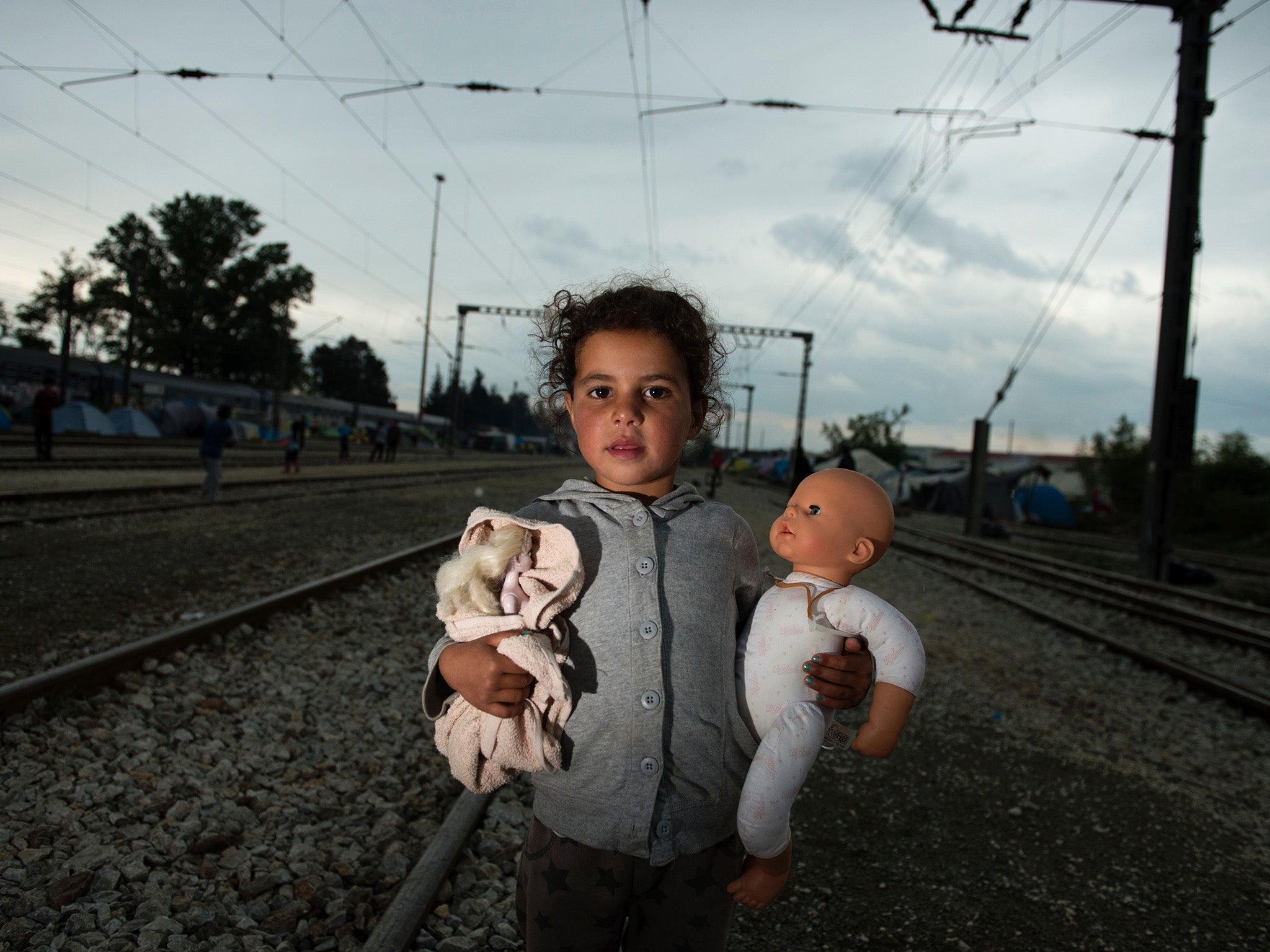 A child refugee near the Greek-Macedonian border