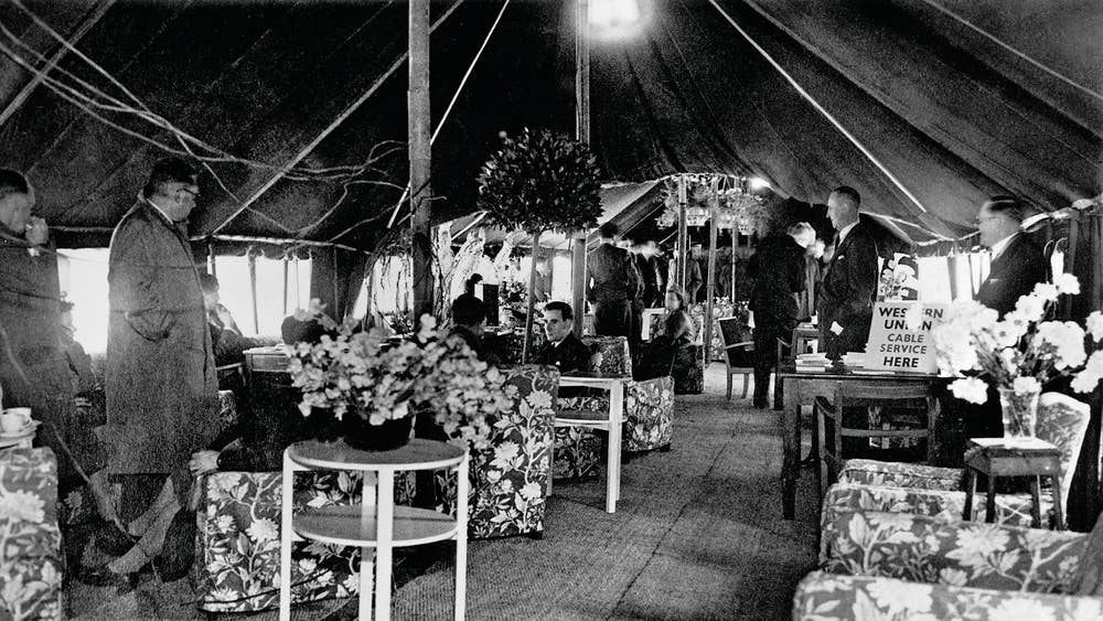 Inside one of the terminal tents in 1946