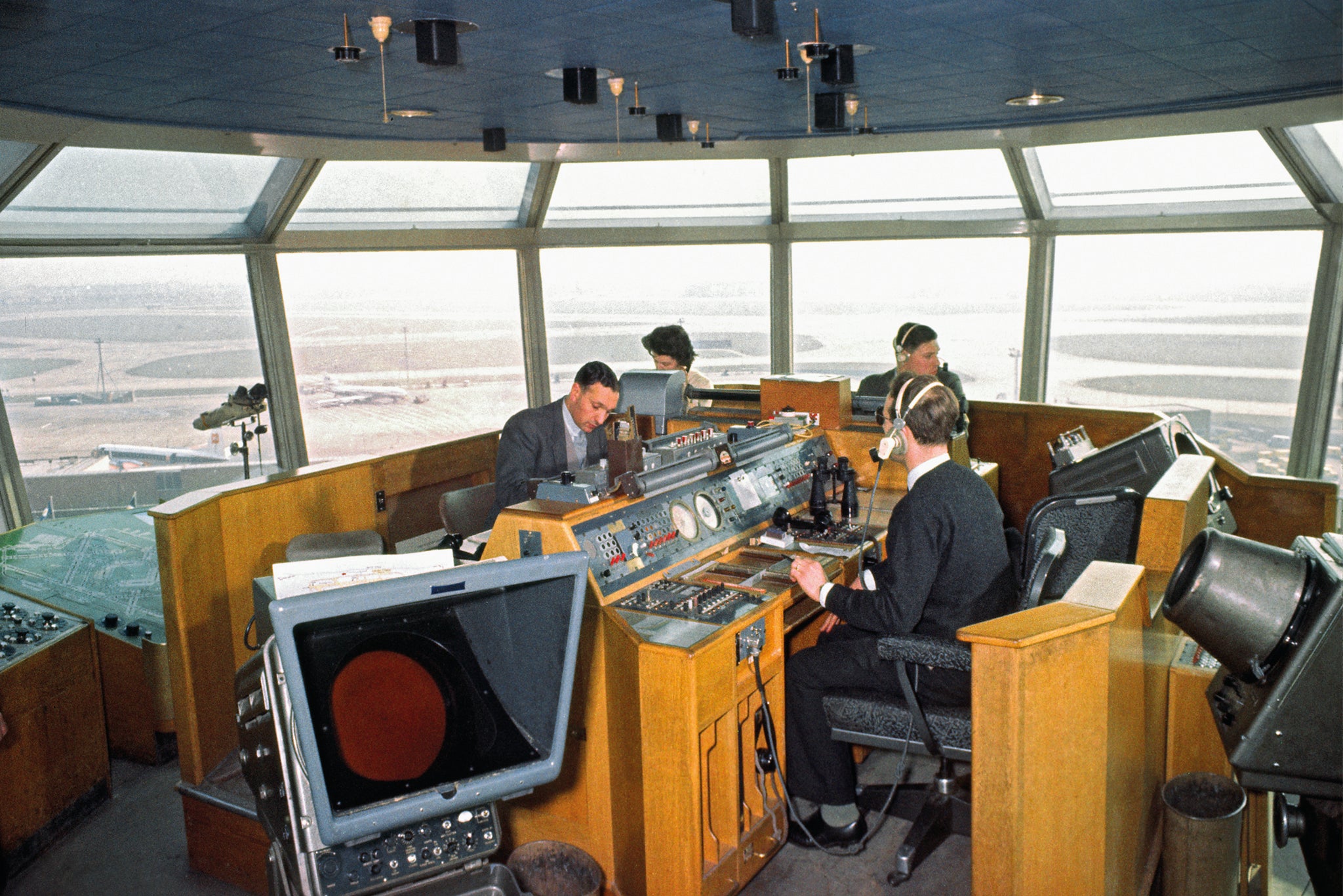 Air traffic control tower in the 1960s