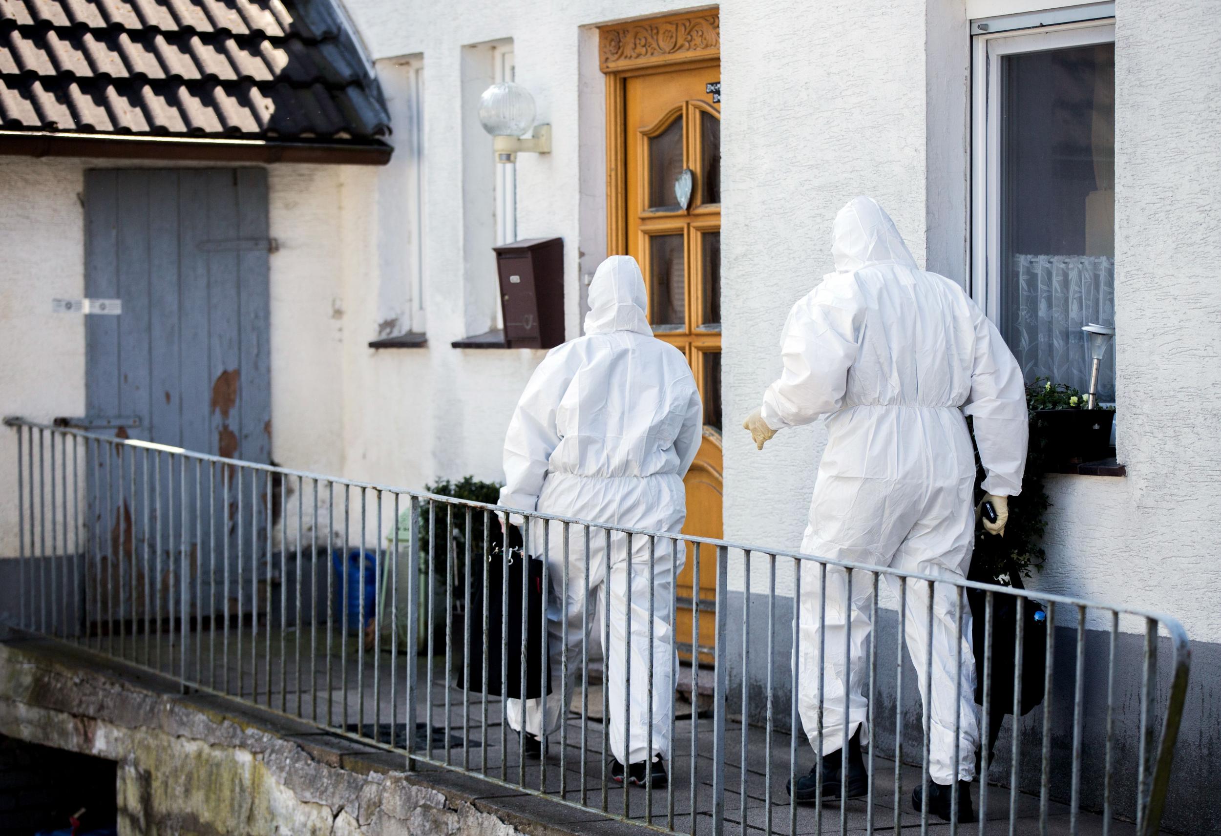 Forensic experts arriving to secure evidences at the house in Hoexter, north west Germany