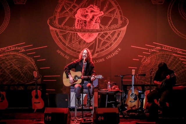 Chris Cornell performs on stage at the Royal Albert Hall, accompanied by Bryan Gibson on May 03, 2016 in London, England