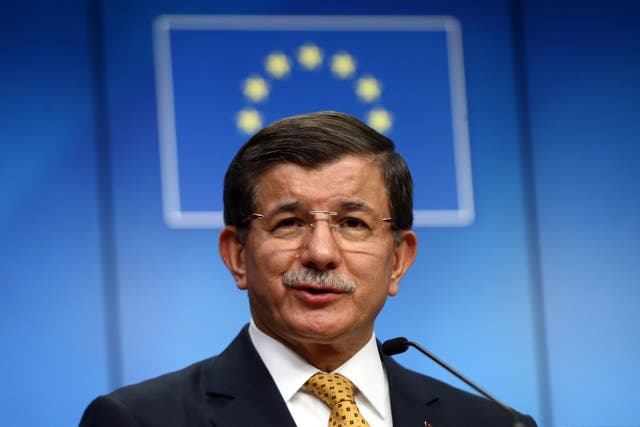 urkey's Prime Minister, Ahmet Davutoglu, speaks during a press conference to discuss the migrant deal reached between Turkey and EU states in March 2016