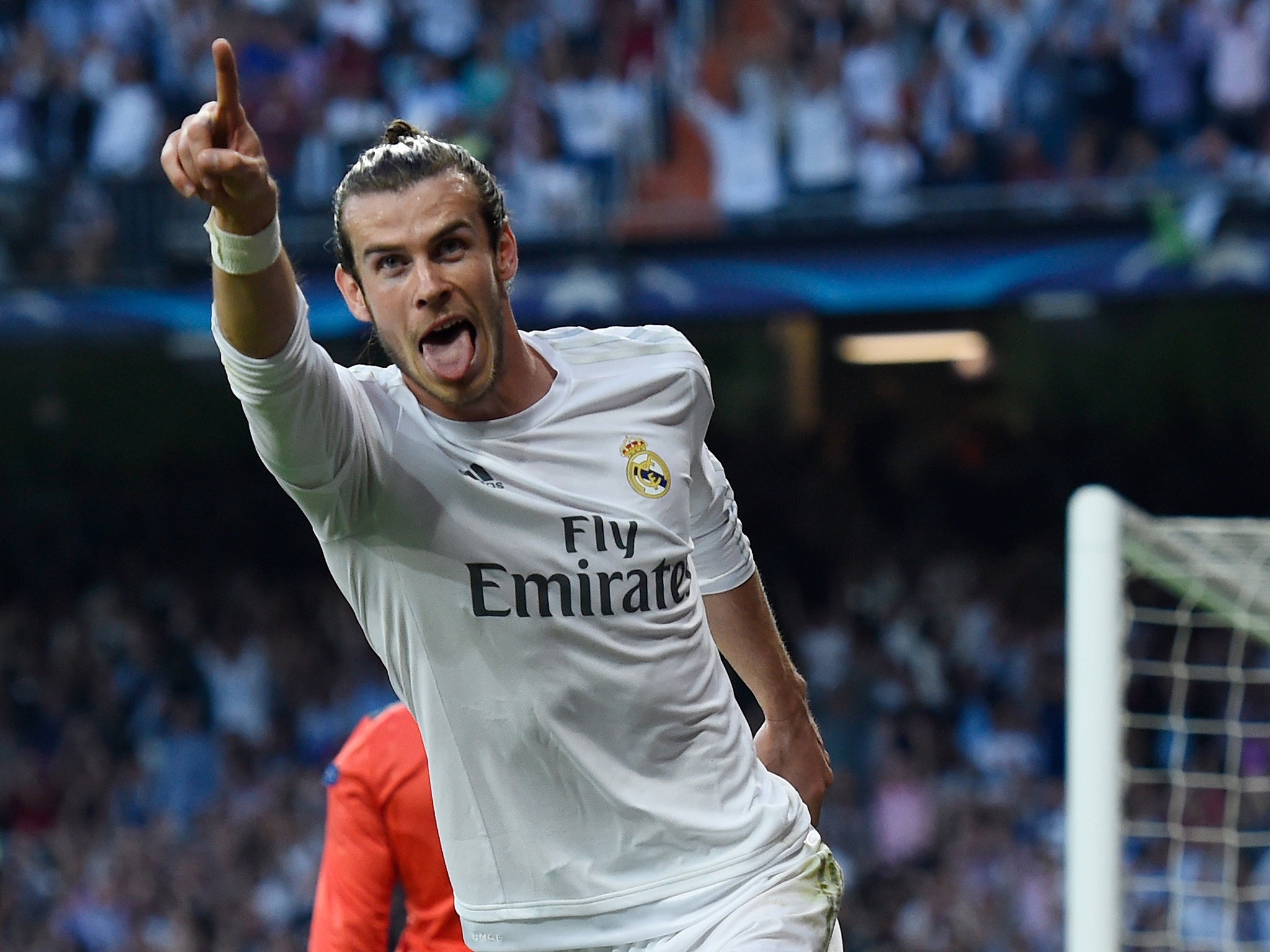 Gareth Bale celebrates his goal for Real Madrid