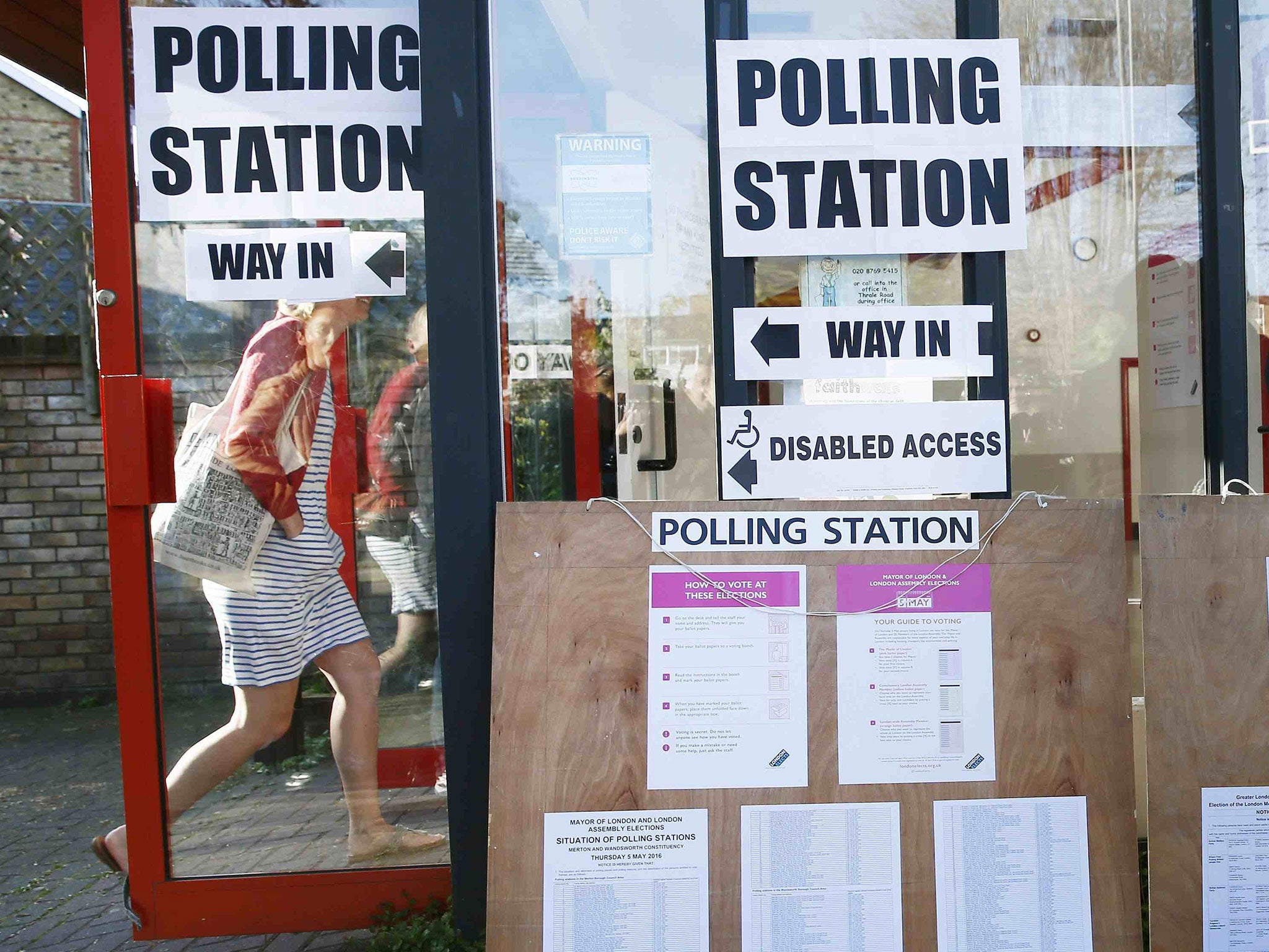 A polling station in south London Britain May 5, 2016.