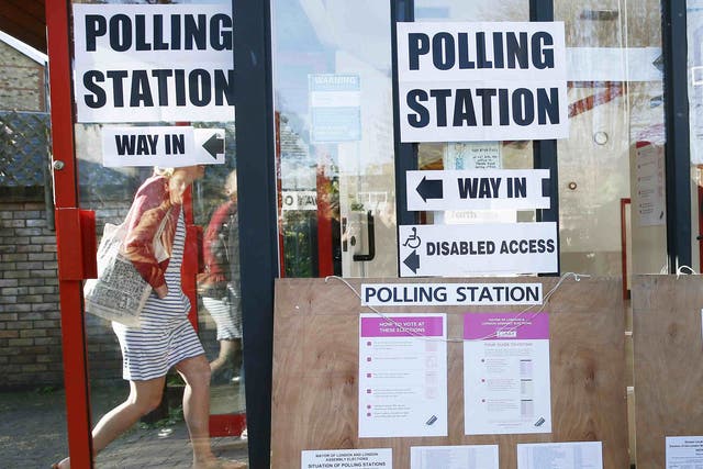 A polling station in south London Britain May 5, 2016.