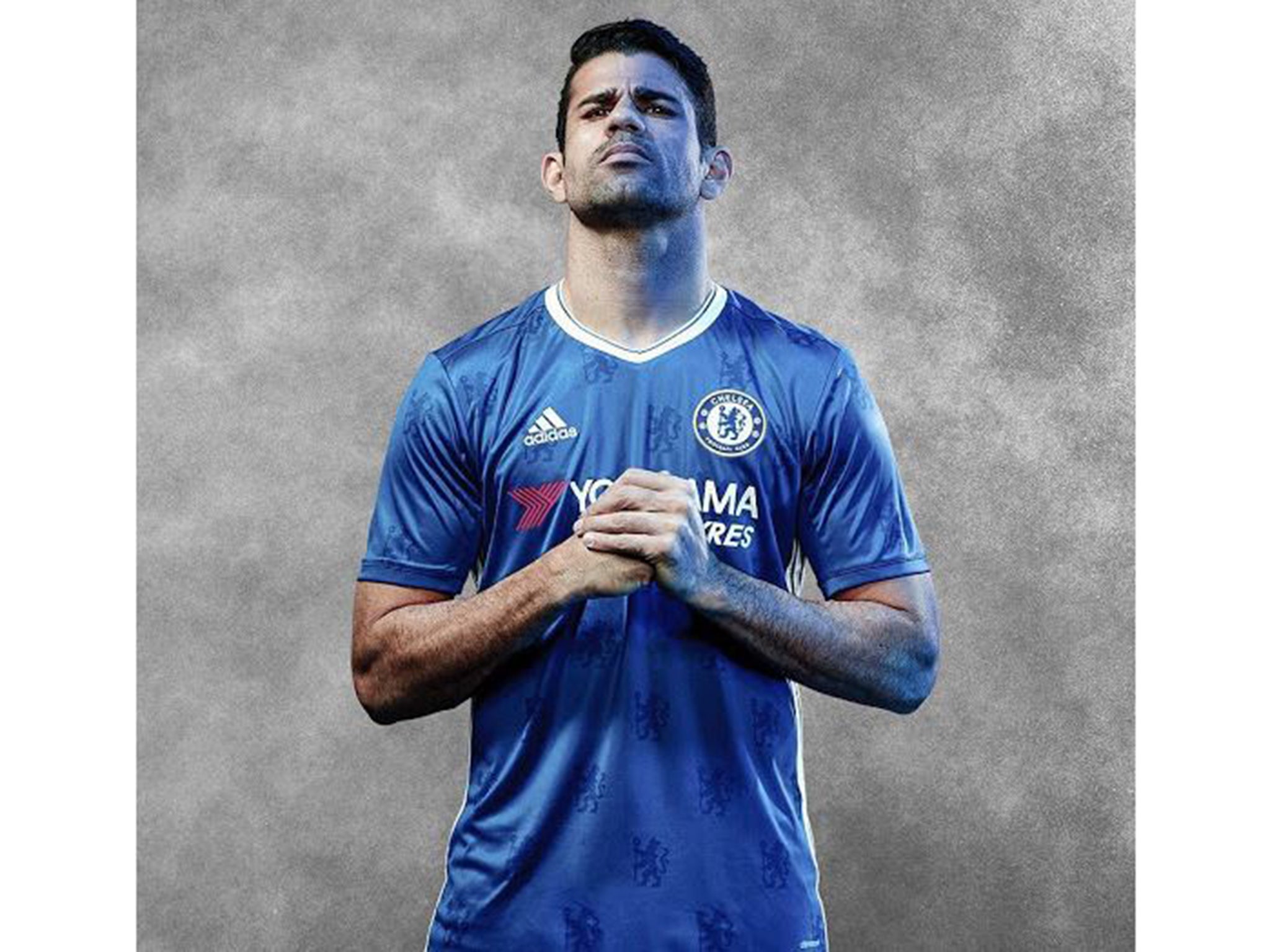 Chelsea striker Diego Costa modelling the new home strip, which will be the last in the club's deal with Adidas