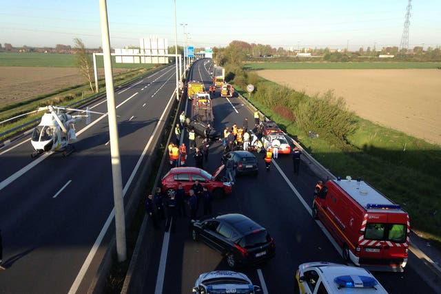 The non-fatal accident outside Dunkerque was coordinated by French police