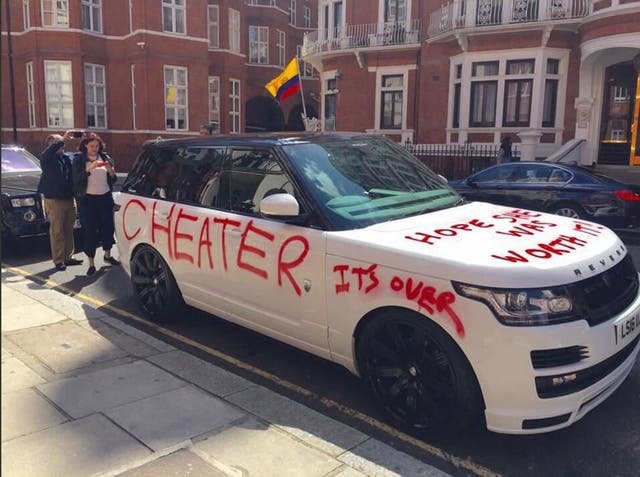 The mysterious car appeared outside Harrods department store yesterday morning