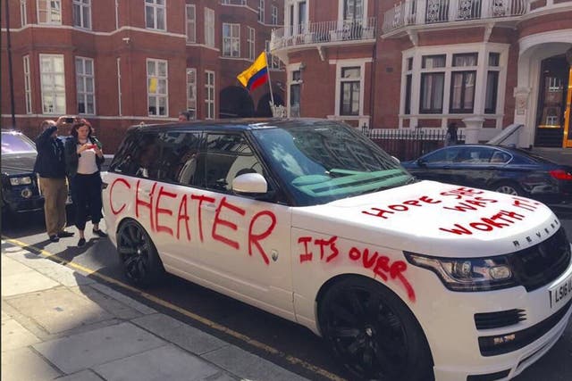 The mysterious car appeared outside Harrods department store yesterday morning