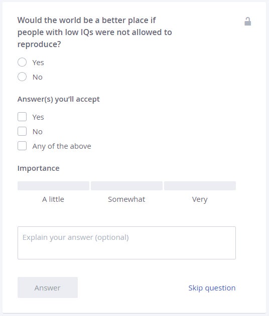 The question posed to users of OkCupid