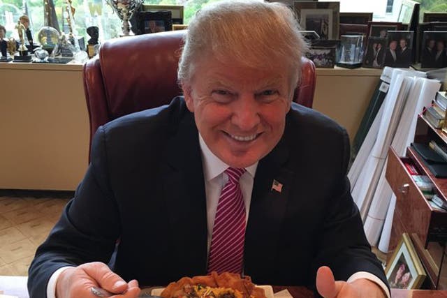 Donald Trump has long chased the Latino vote and was widely mocked for posing with a taco bowl for Cinco de Mayo