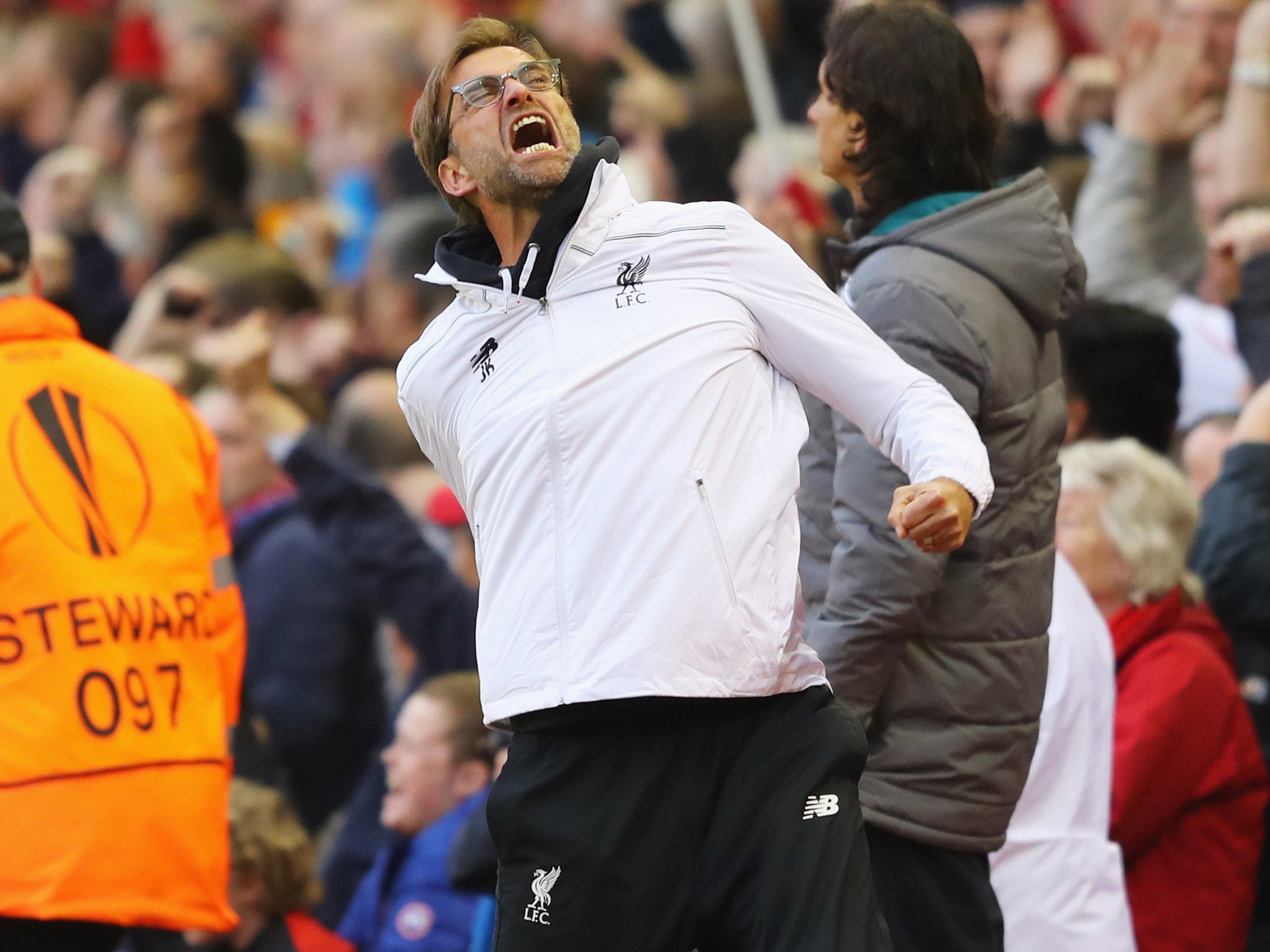 Jurgen Klopp was full of celebrations as Liverpool marched through to the final