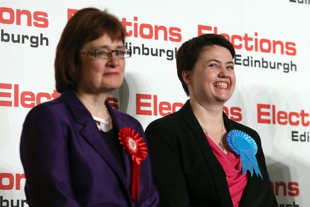 Scottish Conservative leader Ruth Davidson with Labour candidate Sarah Boyack