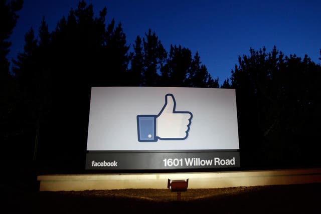 A 'Like' sign stands at the entrance to Facebook HQ in Menlo Park, California