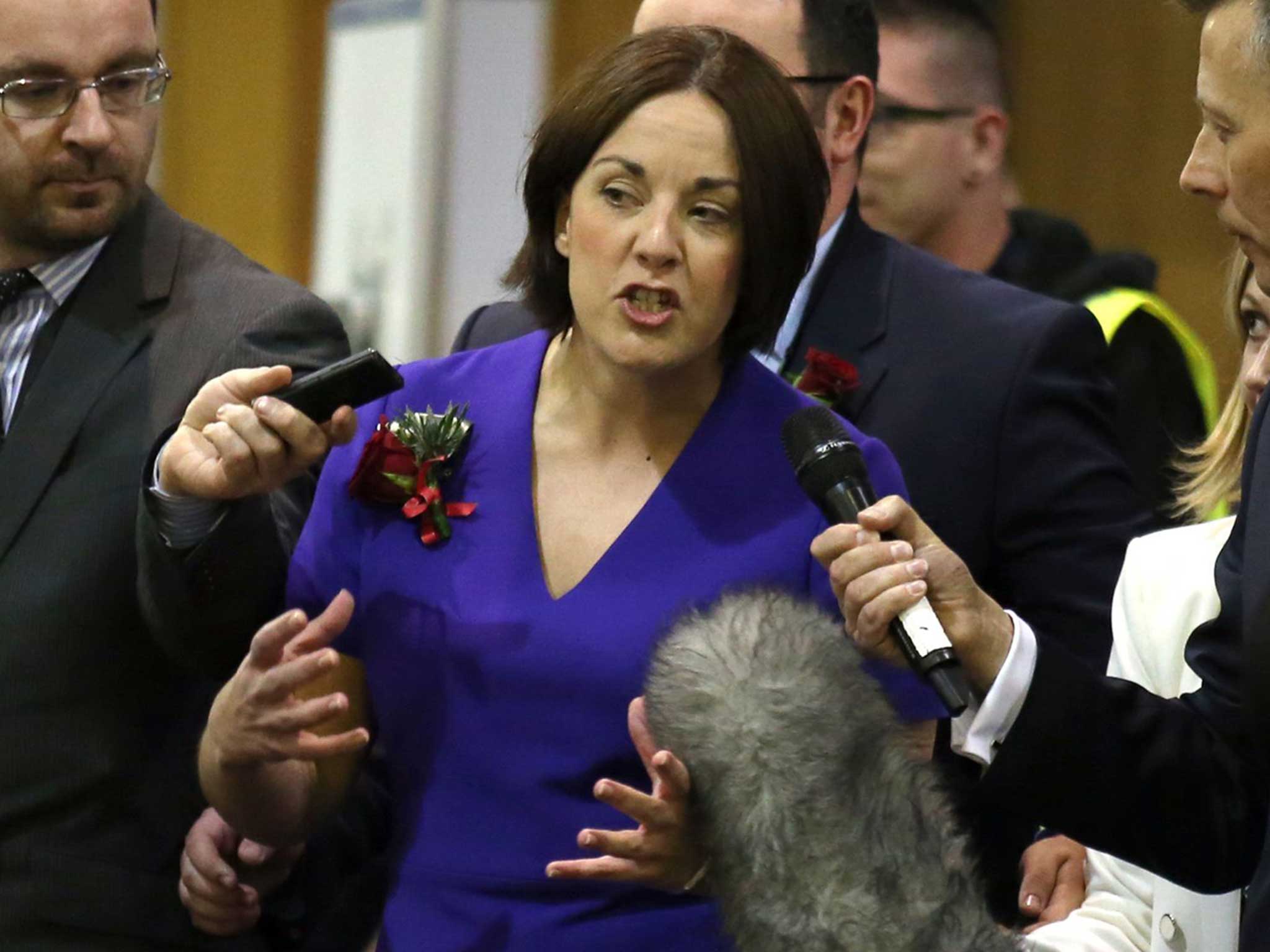 Scottish Labour leader Kezia Dugdale arrives at a Scottish Parliament election count at the Royal Highland Centre, Ingliston