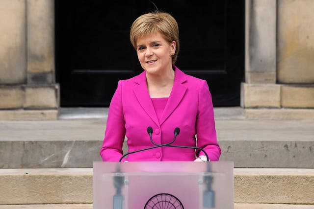Scotland's First Minister and SNP leader Nicola Sturgeon addresses the media outside Bute House, the official residence of the Scottish First Minister, in Edinburgh. Scottish nationalists won a third term in power but lost their outright majority in one of a series of local and regional elections seen as a key test for Labour leader Jeremy Corbyn