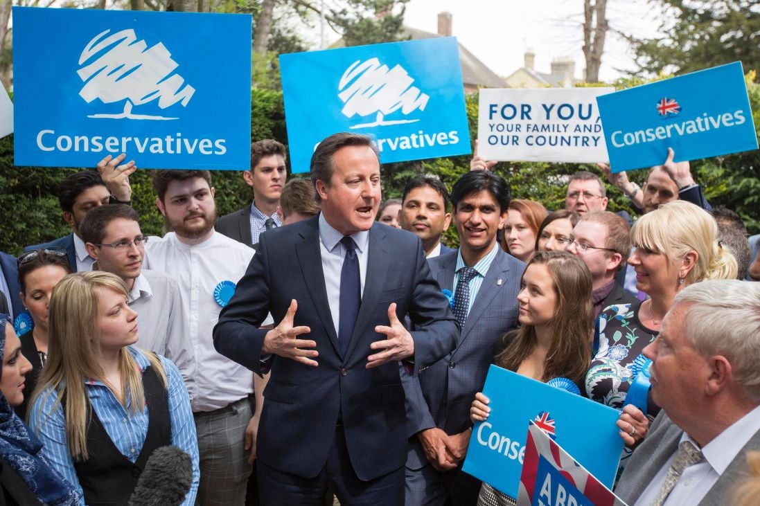 David Cameron speaking in Peterborough following local election success there