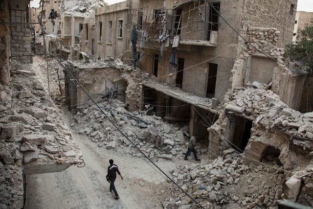 The alleged bombing took place close to the embattled city of Aleppo 
