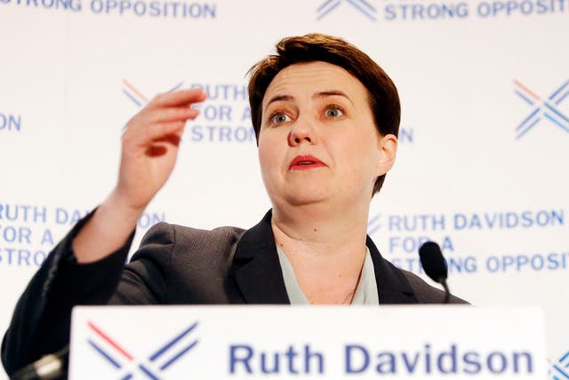Ruth Davidson  speaking at the Apex Hotel in Edinburgh, after leading the party to their best ever performance at Holyrood