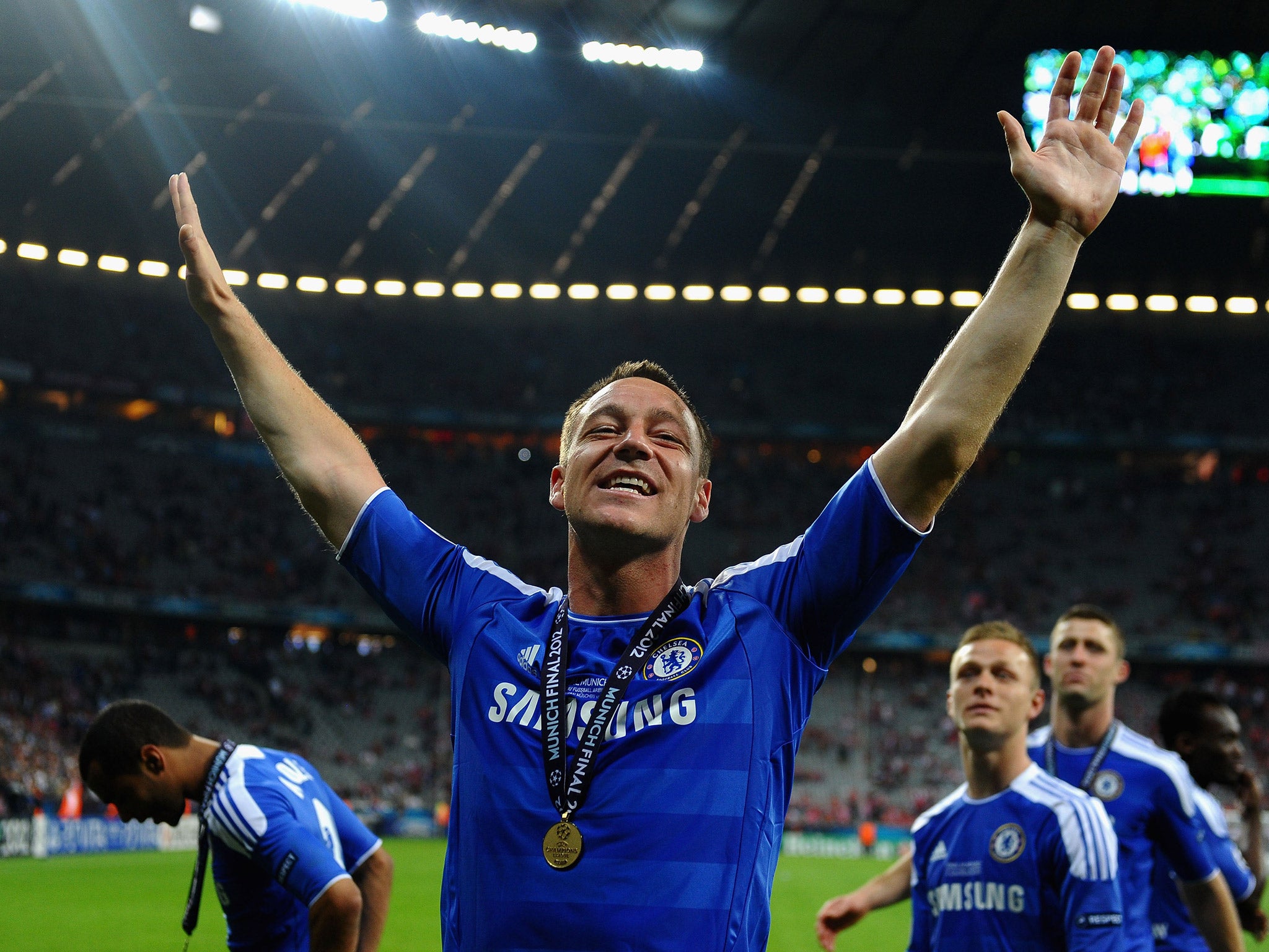 John Terry appeared in a full Chelsea kit after the 2012 Champions League final