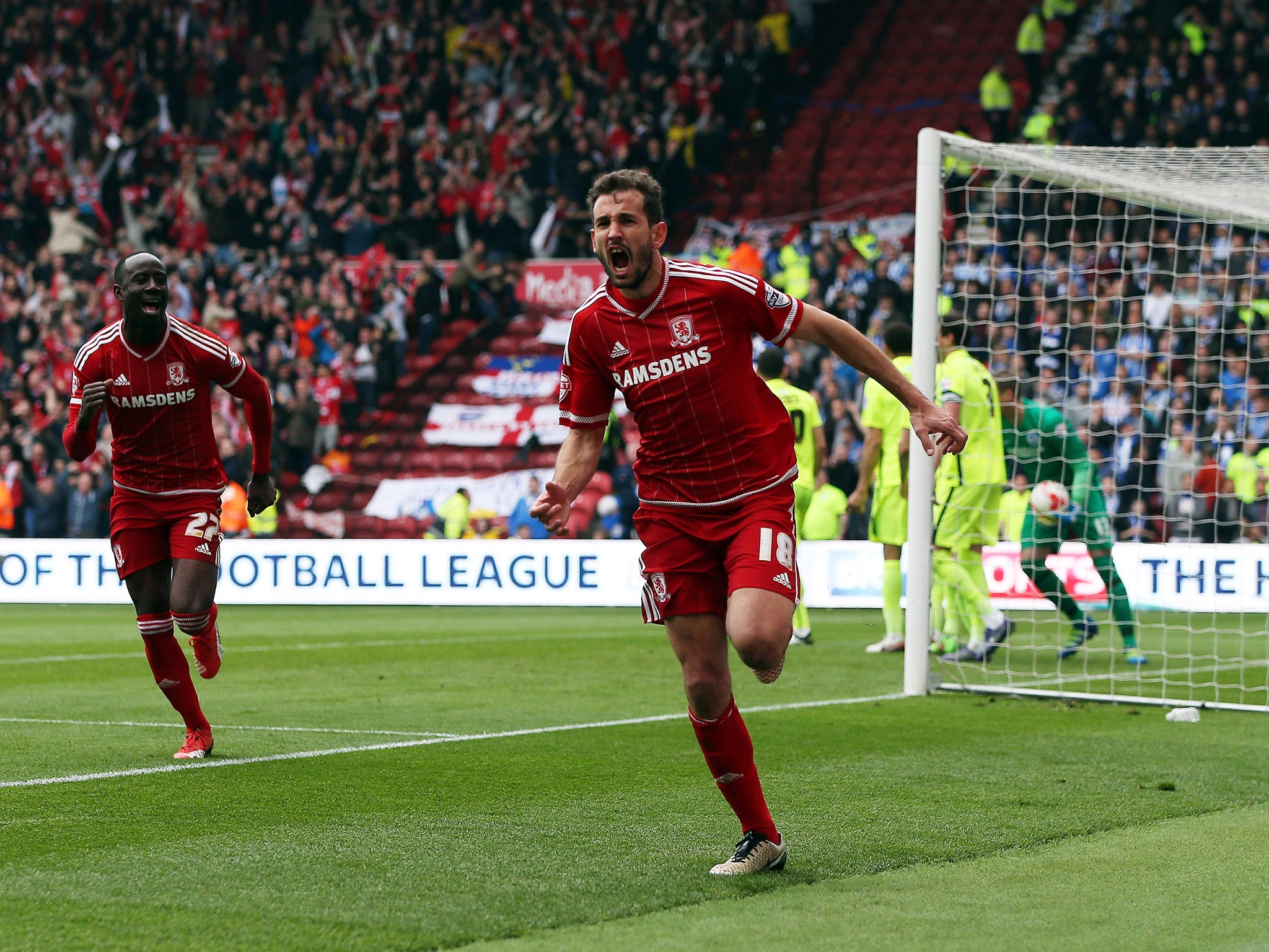 Christhian Stuani celebrates after scoring for Middlesbrough