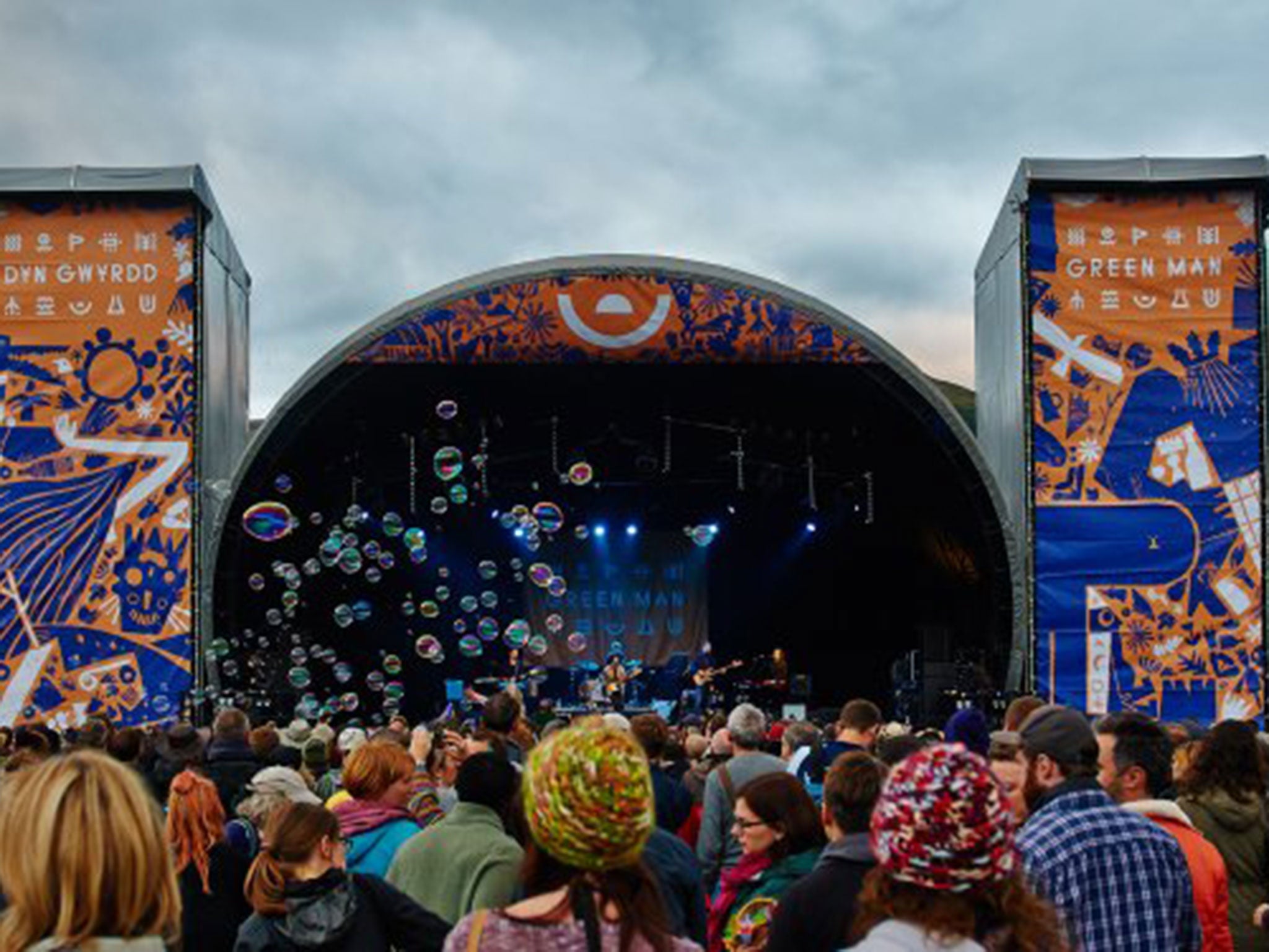 Festival goers enjoy the atmosphere at Green Man Festival