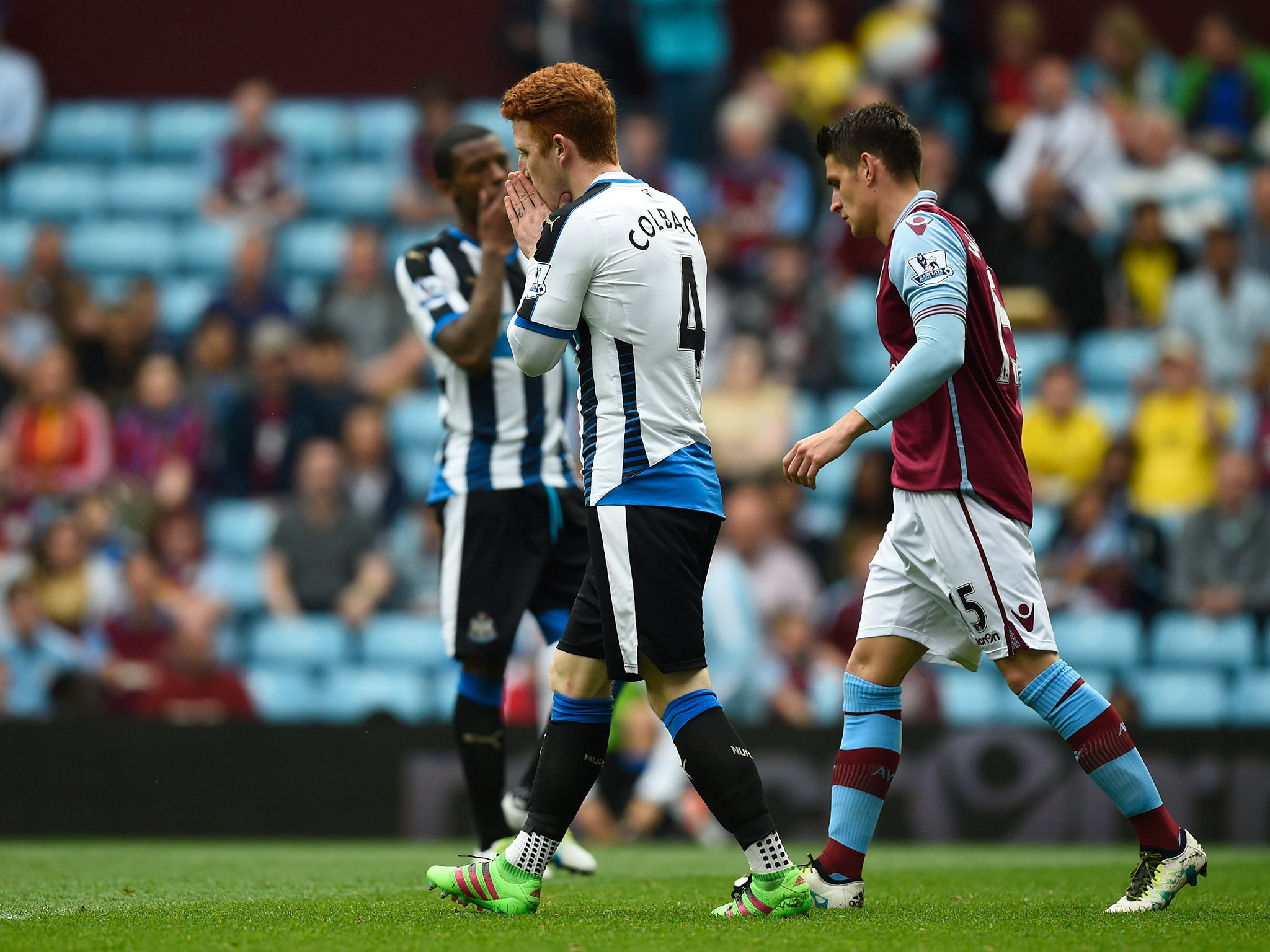 Jack Colback reacts to Newcastle's draw with Aston Villa