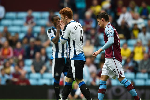 Jack Colback reacts to Newcastle's draw with Aston Villa