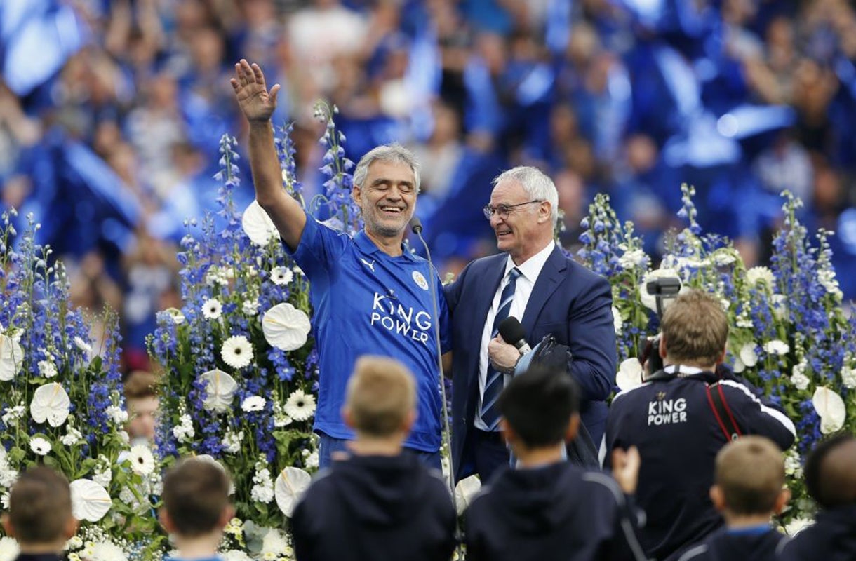 Bocelli helped Ranieri and Leicester celebrate their remarkable title