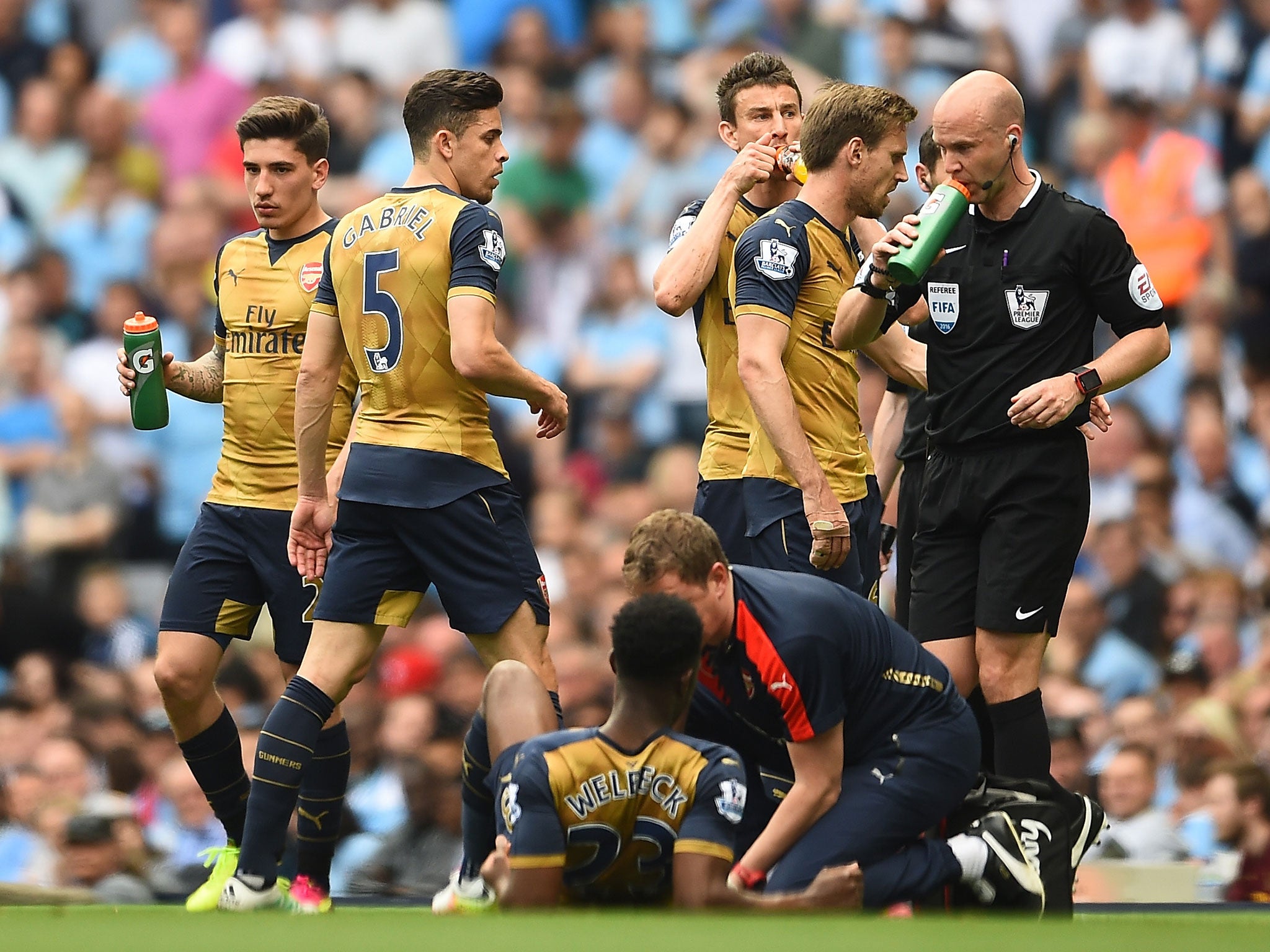 Danny Welbeck treated on the pitch on Sunday