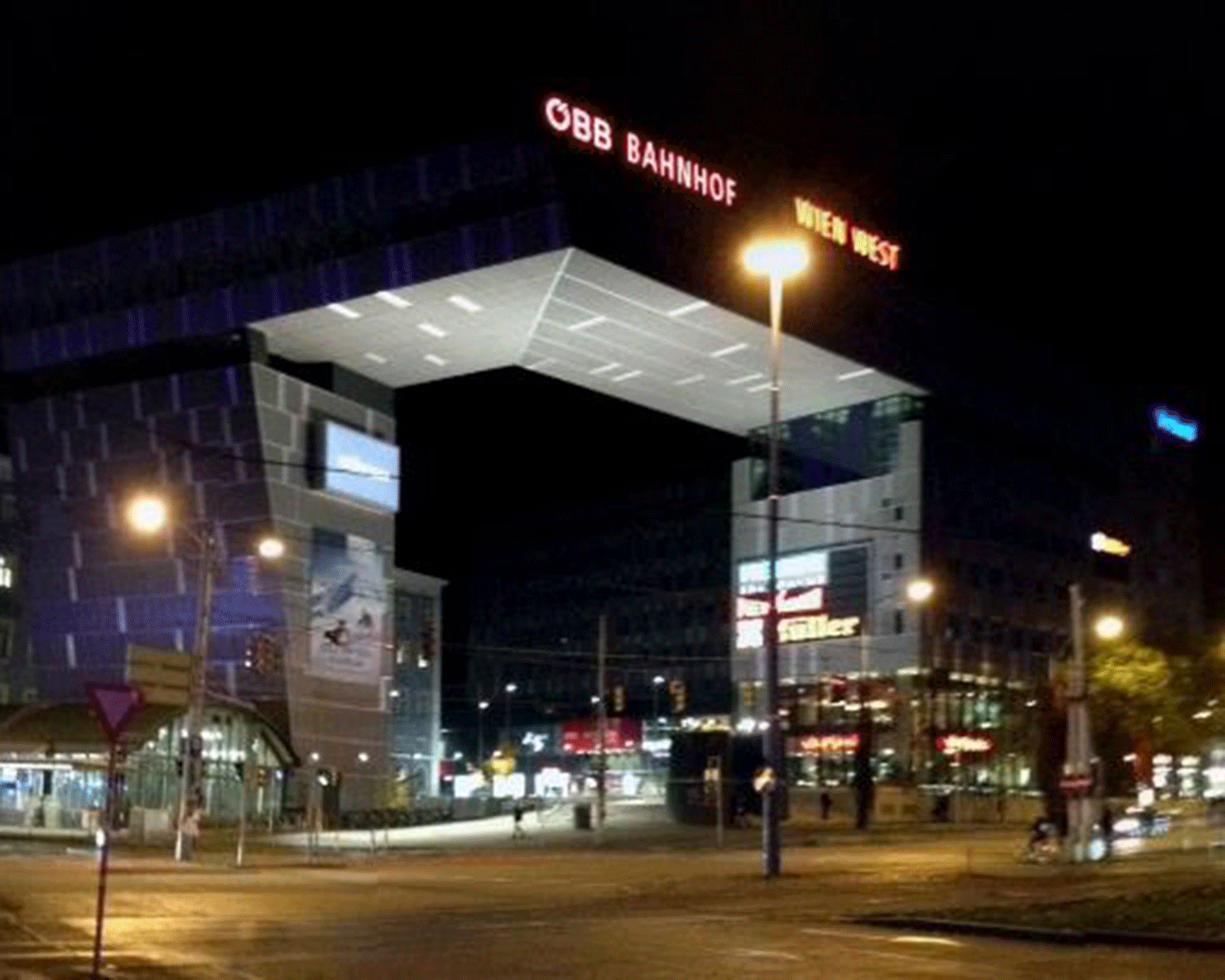 Westbahnhof train station in Vienna at night. A woman has said police told her not to go out at night
