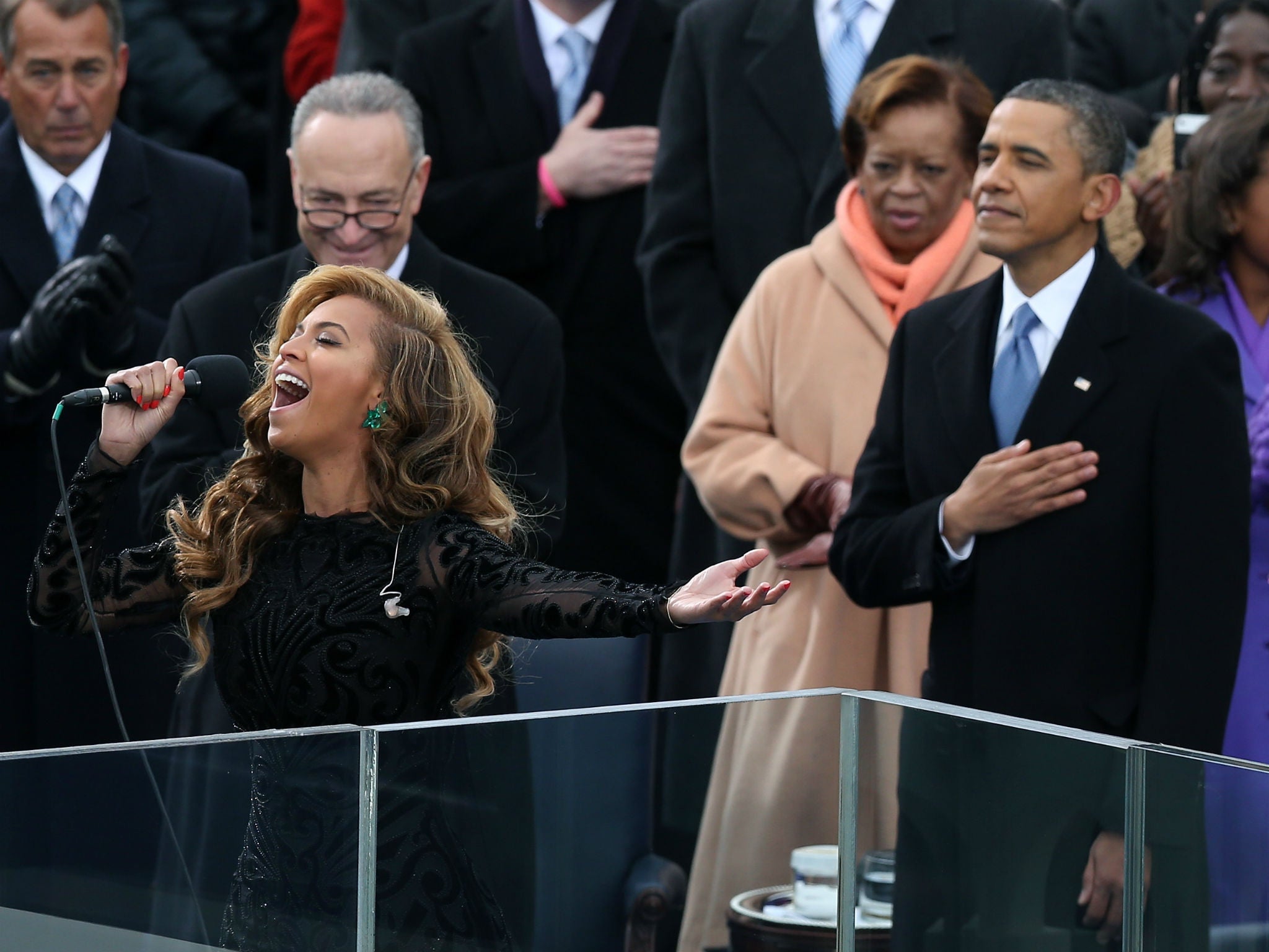 Beyonce sings the national anthem at Obama's Inauguration in 2013