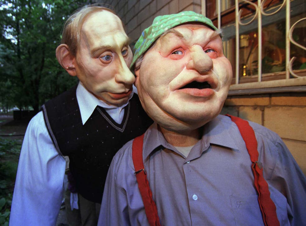The President bends the ear of Moscow Mayor Yuri Luzhkov on satirical puppet show ‘Kuklyt’. Putin was furious at his portrayal and took the offending broadcaster, NTV, under state control