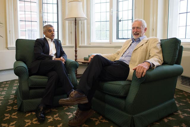 Jeremy Corbyn (right) meets with newly elected Mayor of London Sadiq Khan