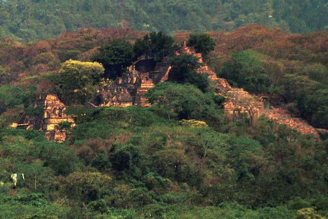 View of the ancient 'Valley of the Warriors' in Chiapas, Southern Mexico, which has recently been shown to be the largest pyramidal acropolis in Mesoamerica