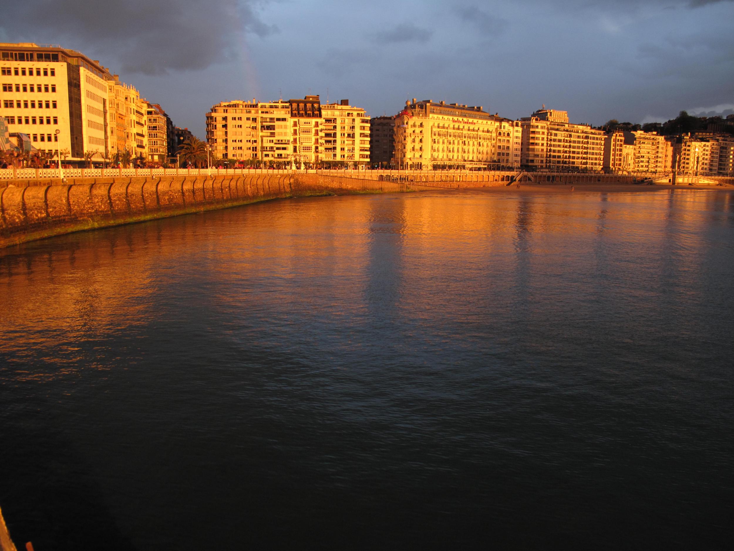 La Concha, the bay at the heart of San Sebastian, at sunset