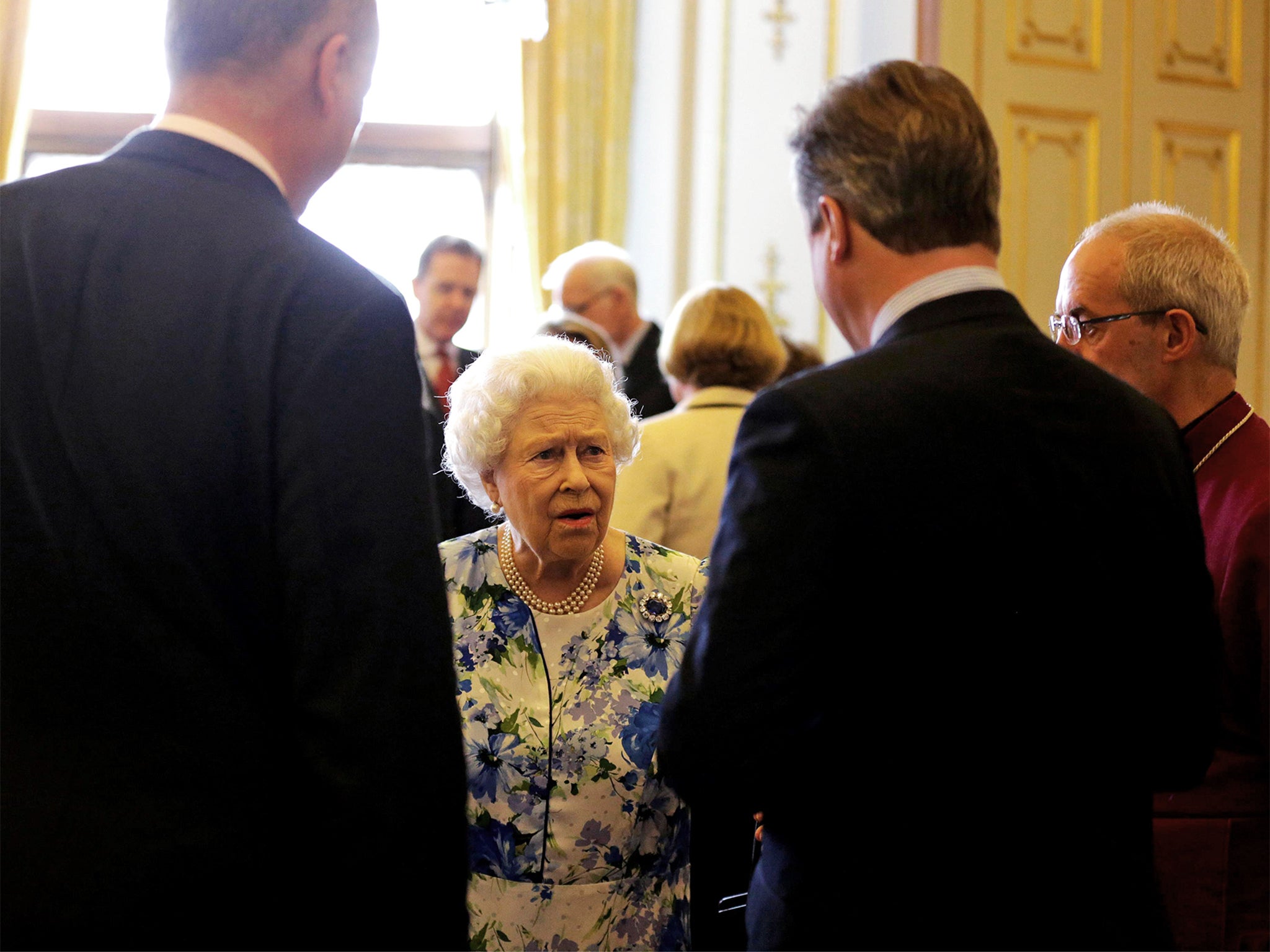 The Queen in conversation with the Prime Minister yesterday