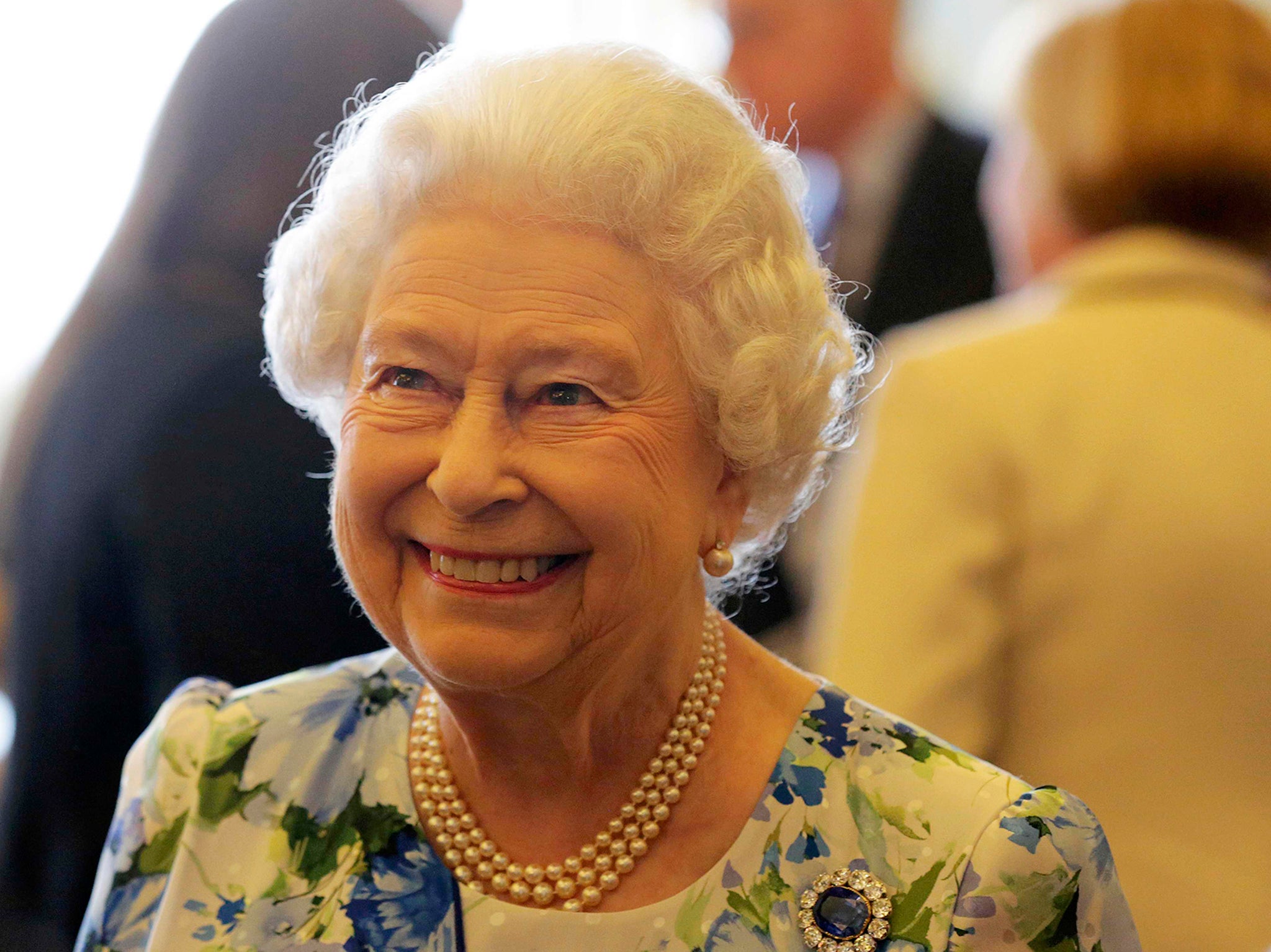 Queen Elizabeth II during a reception in Buckingham Palace, London, to mark her 90th birthday