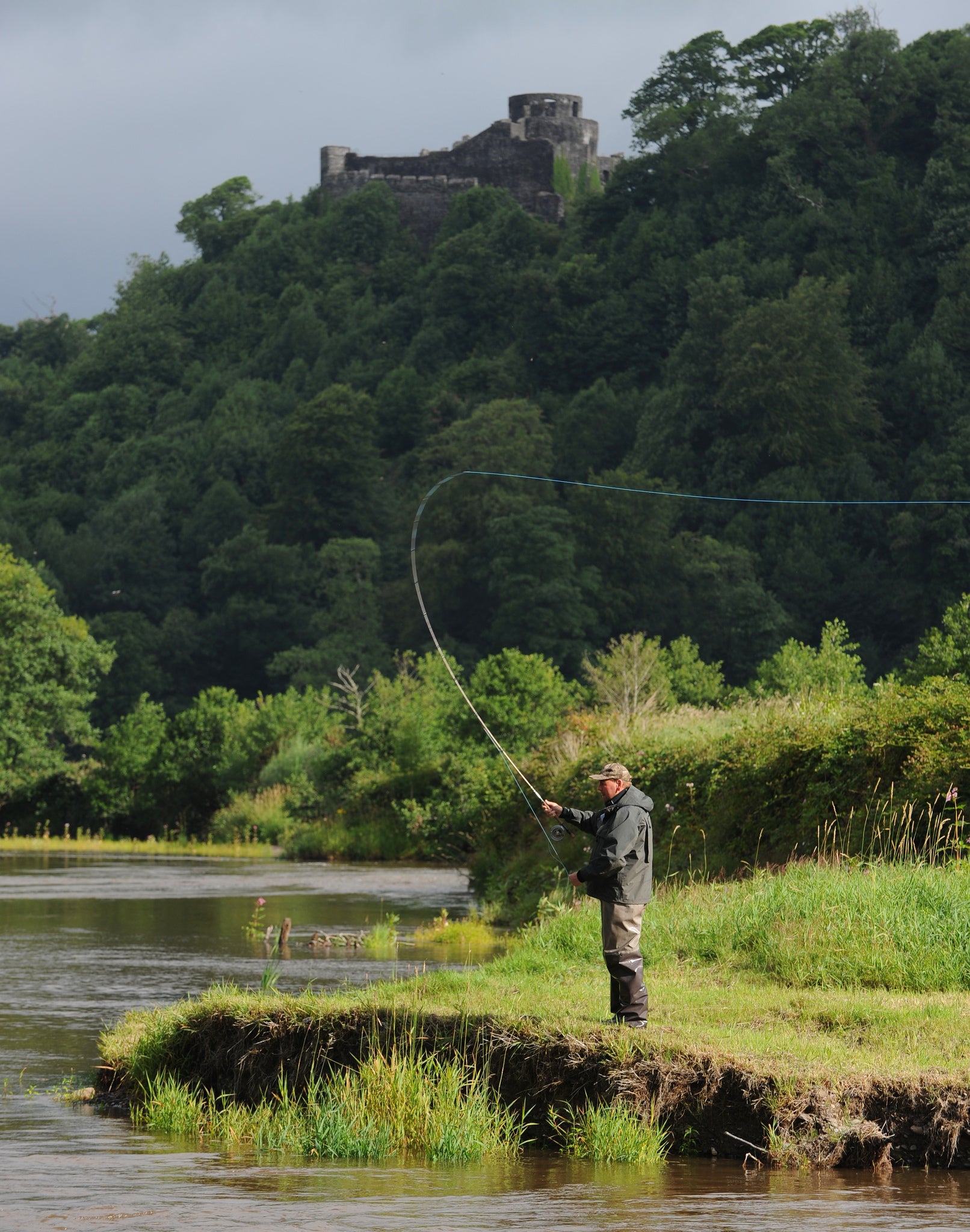 
Casting off on the banks of the Towy 